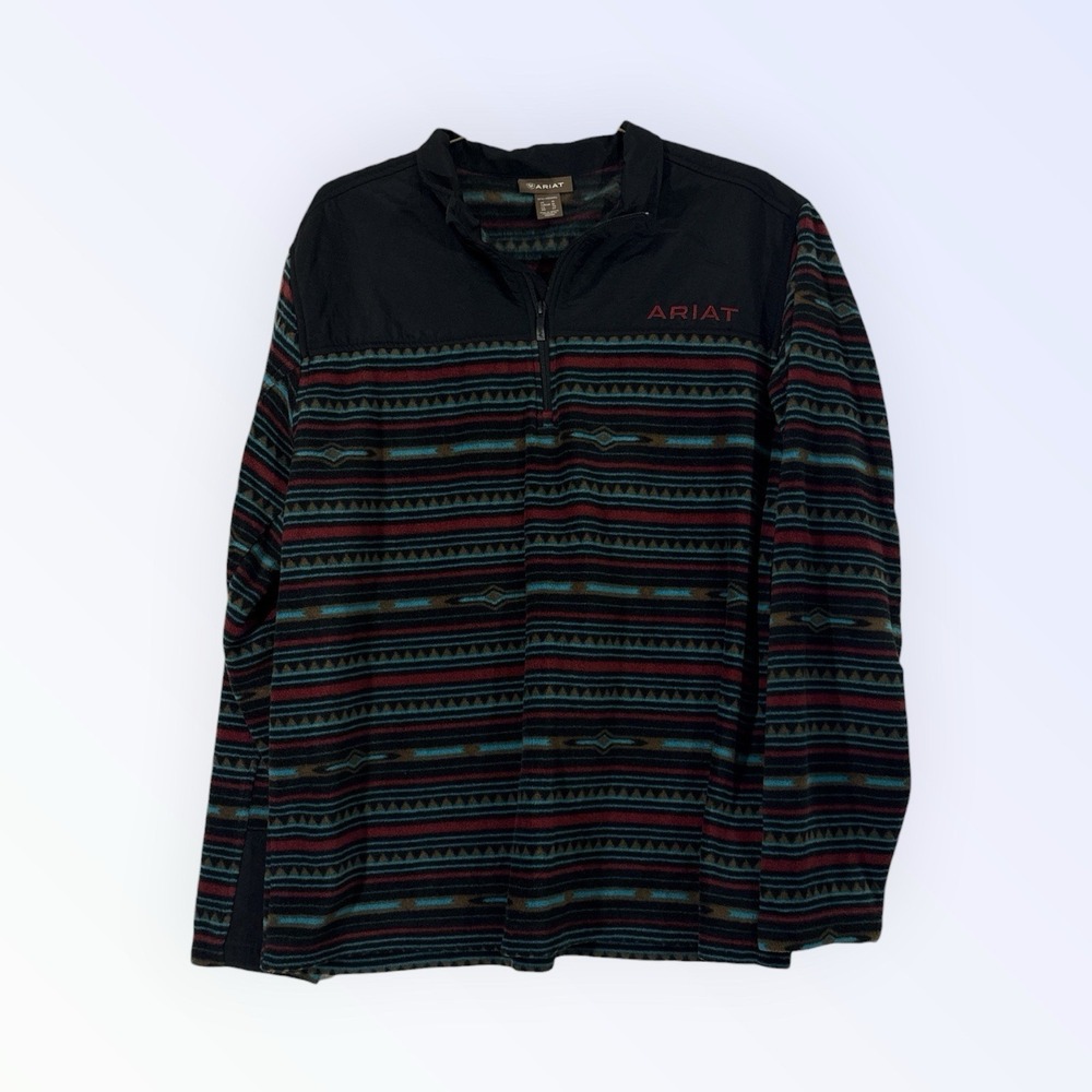 Ariat Basis‎ 2.0 Men's XL Sweatshirt Aztec Canyon Guide Allover Print 1/4 Zip